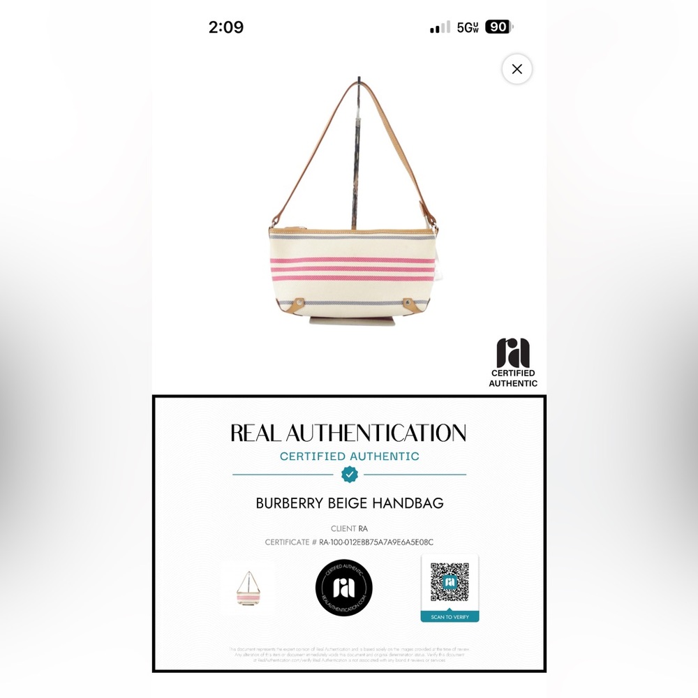 AUTHENTIC Burberry Beige and Pink Striped Shoulder Bag